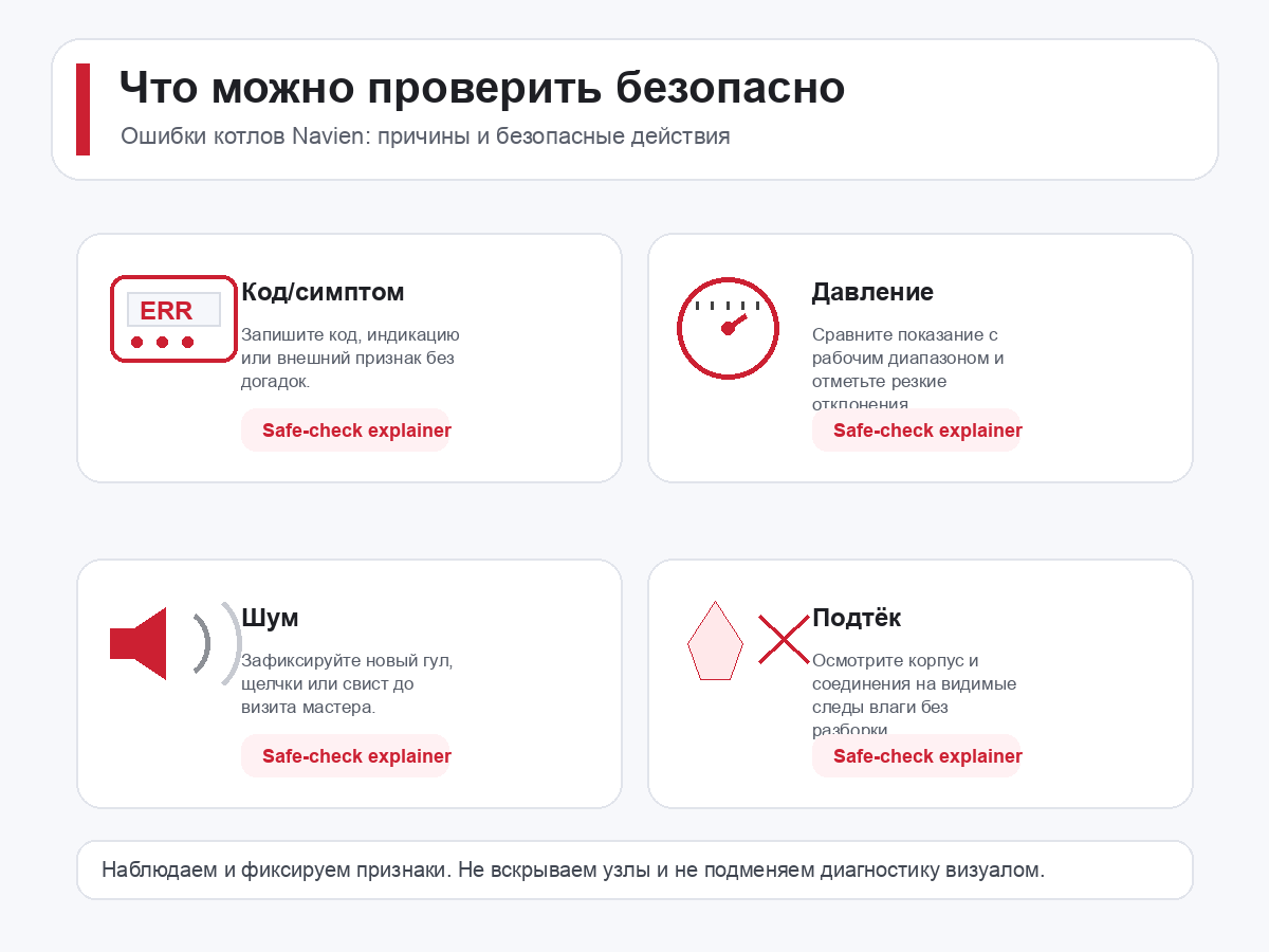 Что можно проверить безопасно при ошибках котлов Navien до вызова мастера